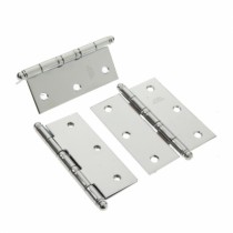Dobradiça União Mundial 3 1/2 x 3  c/2 Anéis Cromada (3 unidades) - Casa das Fechaduras