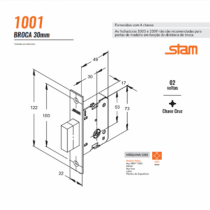 Fechadura Auxiliar Stam 1001  Inox - Casa das Fechaduras
